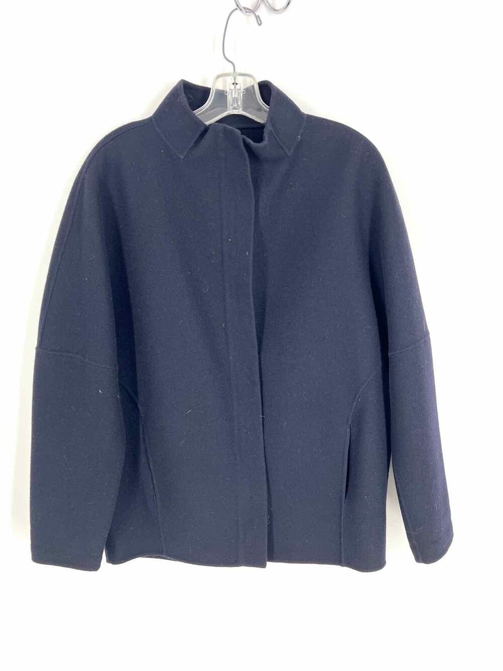 Vince Size S Navy Solid Wool Designer Jacket